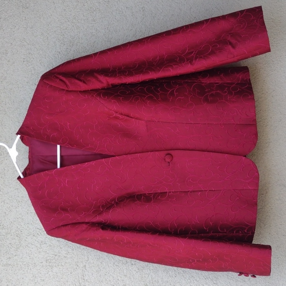 Vintage Cerute Tailors Maroon Silk Blazer From Singapore Women's Large